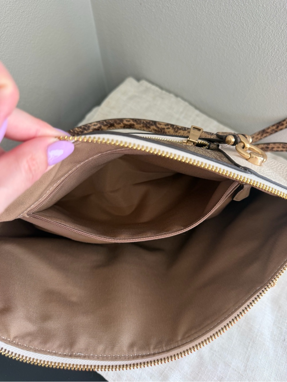 Coach Kacey White Snakeskin Satchel Crossbody Bag In Blocked Signature Canvas - Picture 14 of 15